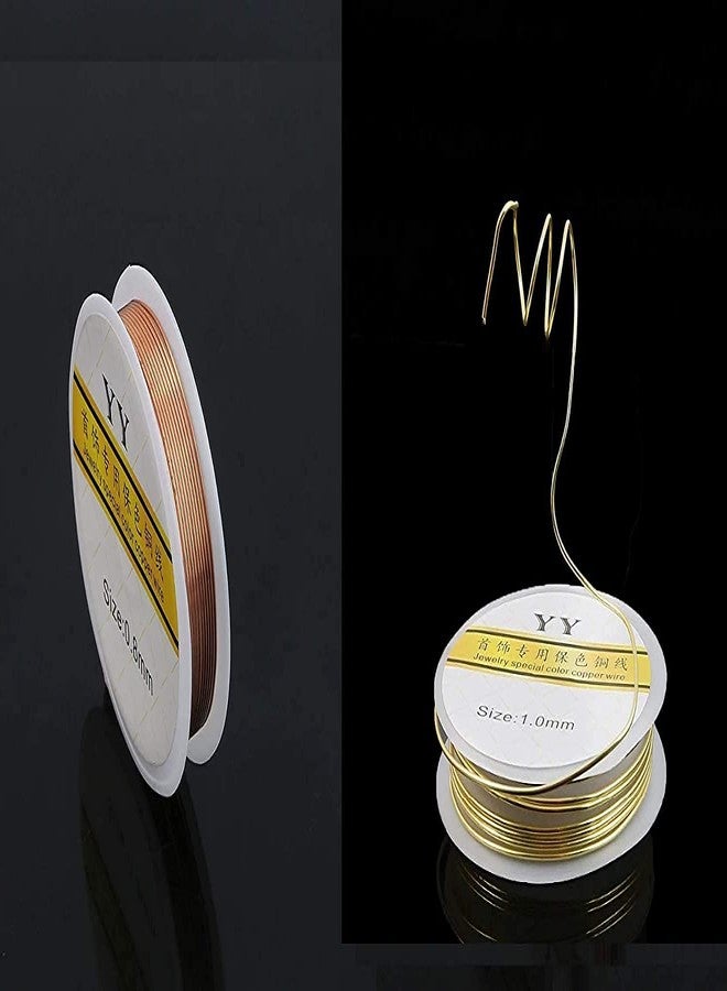 دي آي واي كرافتس مجموعة أدوات يدوية مكونة من لفة واحدة، 0.4 مم KC ذهبي، جديد 0.3/0.4/0.5/0.6/0.8/1 مم سلك نحاسي فضي ذهبي خرز للحرف اليدوية حبل خرز للأساور N (عبوة من لفة واحدة، 0.4 مم KC ذهبي) - Image 5